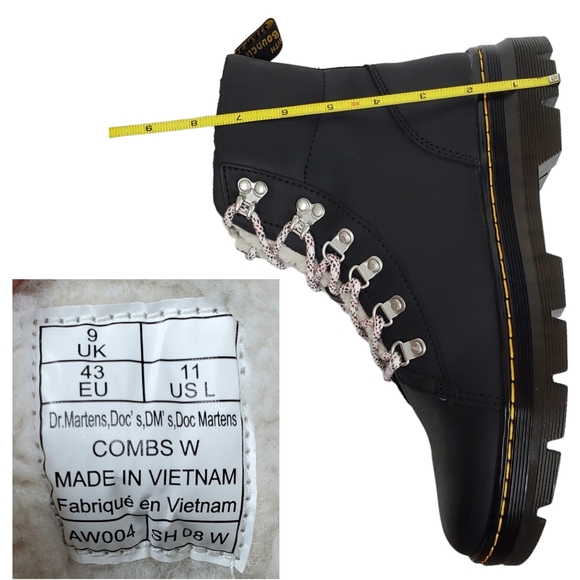 New Dr Martens combs faux fur shearling lined leather combat boots black winter - Picture 12 of 12